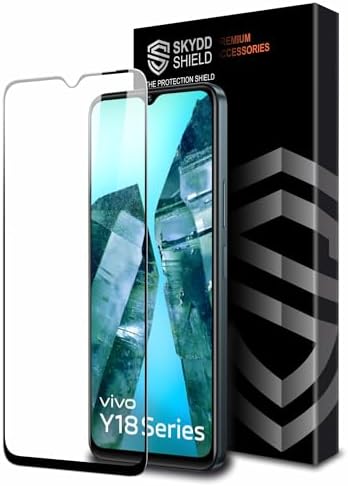 Skyddshield Military-Grade Gorilla Tempered Glass For Vivo Y18, Vivo Y18e and Vivo T3 Lite (6.56 Inch) With Installation Kit | Edge to Edge Coverage | Black