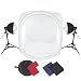 Produktbild Amzdeal Fotostudio Lichtzelt 80x80x80cm Lichtwürfel Set Fotozelt mit 2 x 135 W Fotplampe + Lampenstativ + Lampenschirm+ Aluminium-Leuchtenkopf + 4 x Hintergründe (Schwarz/Weiß / Blau/Rot) Fotostudio