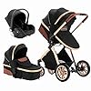 MOUDAO Lightweight Foldable 3-in-1 Baby Pram Stroller Luxury Convertible Bassinet Sleeping Stroller for Newborn Infant…