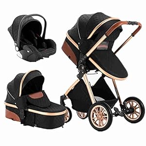 MOUDAO Lightweight Foldable 3-in-1 Baby Pram Stroller Luxury Convertible Bassinet Sleeping Stroller for Newborn Infant…