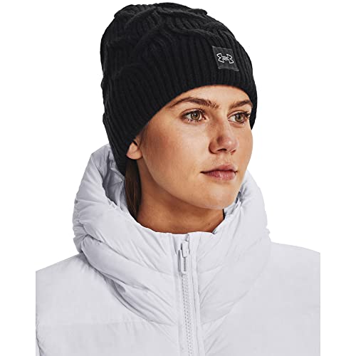 Under Armour Womens Halftime Cable Knit Beanie , (001) Black / Jet Gray / Halo Gray , One Size Fits All #TOP2