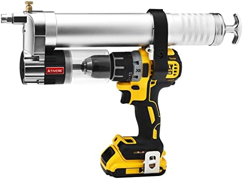 ATIVERE Electric Grease Gun Drill Adapter with 14 OZ Load, Locking Grease Gun Coupler, 12 Inch High Pressure Hose, Extension Rigid Pipe, Pneumatic Tool, Universal Conversion Gun Head