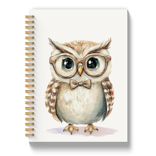 Carnet de notes à spirales couverture rigide chouette de haute qualité