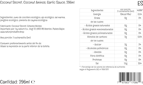 image for COCONUT SECRET Aminos Garlic Sauce, Low Sodium Soy & Glycemic, Gluten 
