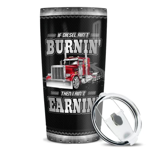 wowcugi Truck Driver Gifts 20oz Stainless Steel Insulated Tumblers Coffee Travel Mug with Lid - Trucker Dad Gift for Birthday