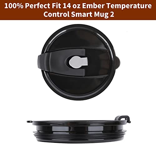 Coffee Mug Lids For Ember 14 Oz Temperature Control Smart Mug 2, Splash Proof Open - Close Slide Lid, Coffee Mug Lid Replacement With Sealing Silicone (Black 14 Oz, 1) #TOP1