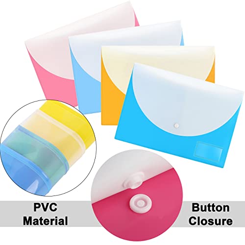 Image of Shuban 12 Pcs Double Pocket Document Folder Letter Fs Size File Envelopes with Label Pocket & Paste Button for School Office Organization(Deluxe), Multi