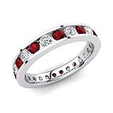 Steinqualität - Exzellent Rubin Kanal Set Rund 3,00 mm Ewigkeitsring  Sterling Silber 925 mit Rhodinierung  Wunderschöner Ewigkeitsring für alltägliche Accessoires (68 (21.6))