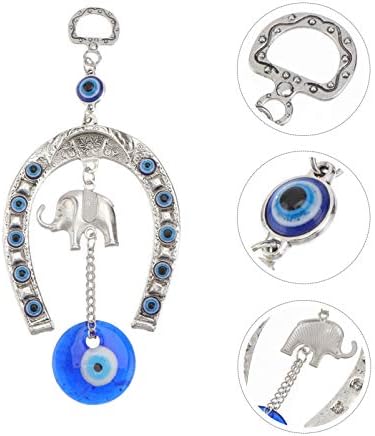 Garneck Blue Evil Eye Ornament Elephant Lucky Car Charms Turkish Horseshoe Hanging Good Luck Blessing Gift for Home Car