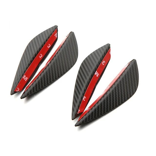 Image of AutoBizarre Car Front Bumper Lip Splitter Fins Carbon Fiber Rubber Rear Diffuser- Set of 4 Pcs Bumper Knife