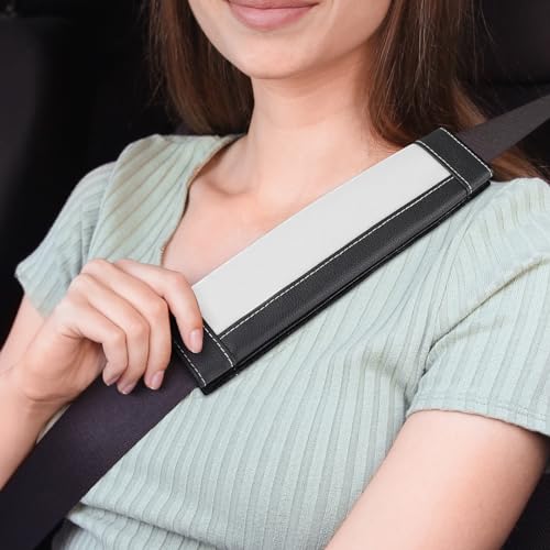 Image of SEG Direct Black and White Seat Belt Pads Pack of 2