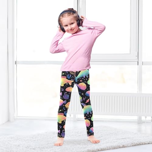 Cute Neon Fish Girls Leggings Soft Stretch Workout Yoga Dance Pants for Kids Casual Tights4