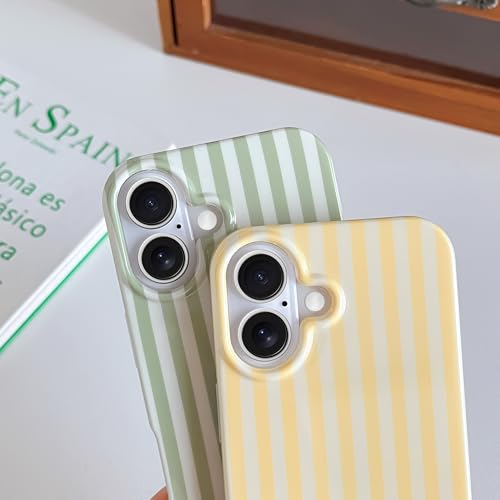 Yeddabox for iPhone 17 Case Cute Striped Phone Case Soft TPU Slim Shockproof Phone Cover for Women Girls, Yellow by Yeddabox - Used condition - Image 3