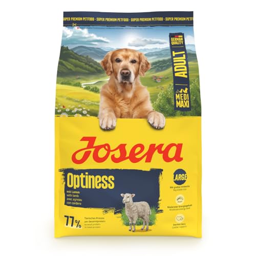 JOSERA Adult Large Optiness Lamm & Reis (3 x 3 kg) | Premium Trockenfutter für ausgewachsene Hunde | eiweißreduziert | weizenfrei | wertvolle Fettsäuren | XL- Kroketten gegen Schlingen| 3er Pack