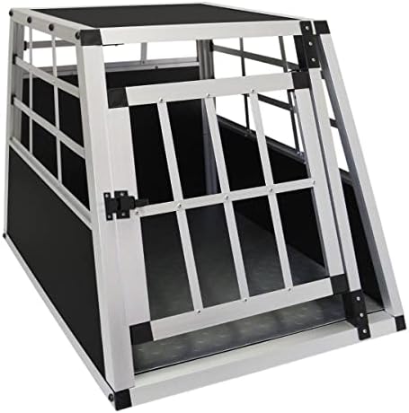 Pet Car Transport Crate Cage Aluminium Travel Box Trapezoidal Dog Cat Puppy Carrier Estate Vehicle 1 Door 50 x 54 x 69cm | FREE Plastic Washable Mat