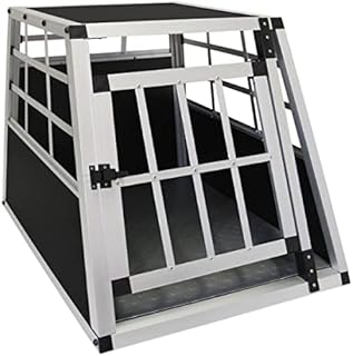 Pet Car Transport Crate Cage Aluminium Travel Box Trapezoidal Dog Cat Puppy Carrier Estate Vehicle 1 Door 50 x 54 x 69cm | FREE Plastic Washable Mat