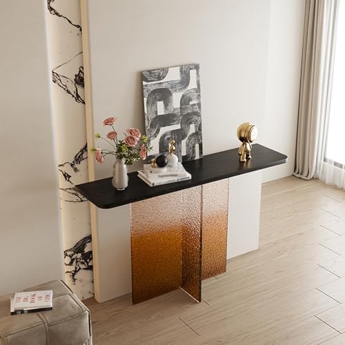 Mesa auxiliar tipo consola para sofá de madera maciza color marrón recibidor 80 cm