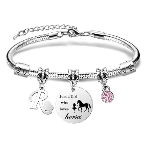 COEROW Initial Letters Horse Bracelets Just A Girls Who Loves Horse Horse Bracelet Cover