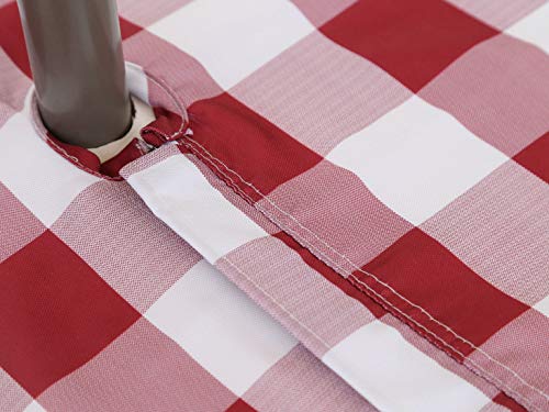Poise3Ehome Outdoor Tablecloth Rectangle With Umbrella Hole Waterproof Plaid Tablecloth For Spring Picnic Party Patio Table Camping, Red And White Checkered (52X70 Zipper) #TOP4