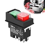 Herbst Interrupteur KJD17 250V 16A, Commutateur de Machine à 5 Broches, Interrupteur à Bouton, Interrupteur électromagnétique pour Machines d'atelier