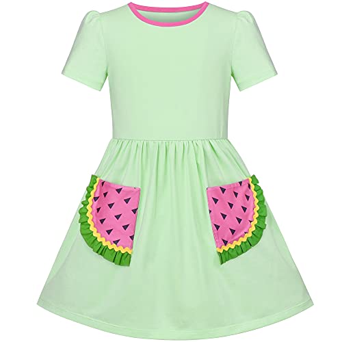 Sunny Fashion Girls Dress Colorful Striped Knitted Cotton Stretch School