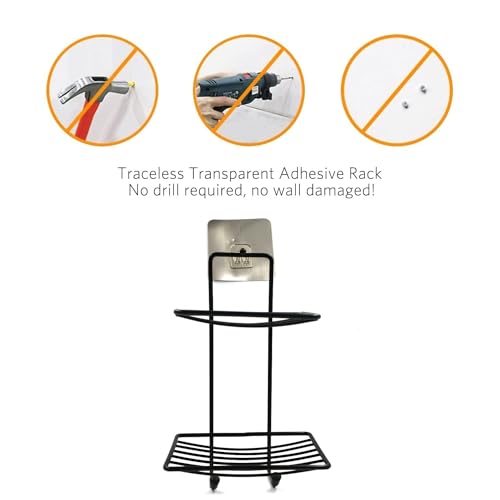 Image of BHARANI MART- Self-Adhesive Bathroom Corner Shelf || Soap Holder || Shower Shelf || Kitchen Rack & Holder || Sink Holder (GI Metal, Powder Coated Finish) (2 Pcs, 2 Tier Soap Stand)