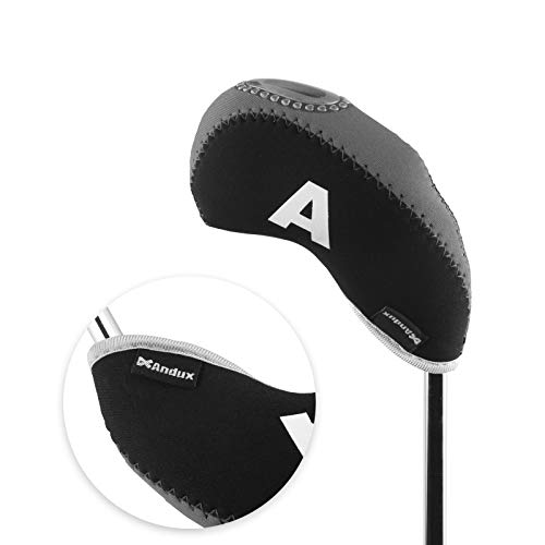 Andux Number Print Golf Iron Club Head Covers With Transparent Window 10Pcs/Set Black/Gray #TOP3