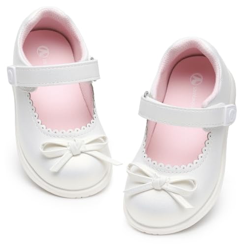 Image of FUPPIA Toddler Girls Mary Jane Dress Shoes Ballet Flats for Little Kids White Size 11