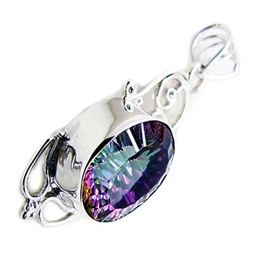 Pendentif mystic quartz en argent 925, un médaillon vintage fait main