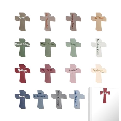 聖書用クロスブックマーク,マグネット式ページクリップしおり,16個の モチベーションをアップさせる 学校 読書 しおり | 誕生日 クリスマス プレゼント 祝祭日 感謝祭