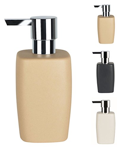 Spirella Seifenspender Retro | mit Edelstahlpumpe | Flüssigseifen-Spender | Porzellan | 300ml | Langliebig und Robust | Bahama Beige