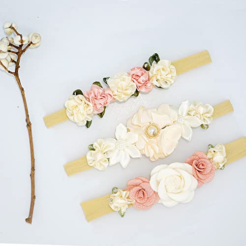 Wnyujoy Baby Flower Nylon Headbands, 3Pcs Soft Elastic Floral Head Bands Bows For Newborn Infant Toddler Girl #TOP1