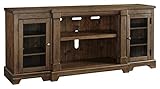 Signature Design by Ashley Flynnter Extra Large TV Stand with Fireplace Option Medium Brown