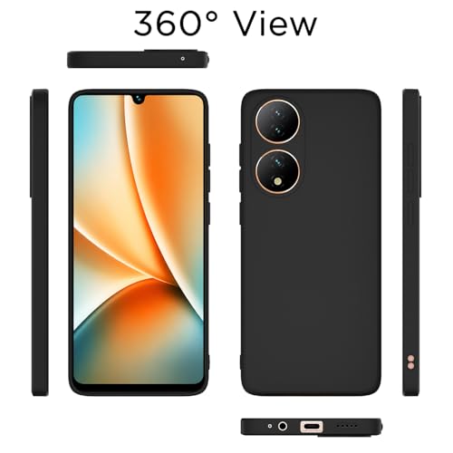 Image of Outlouders Back Cover for Vivo Y100 5G | Camera Protection | Durable Soft Matte Silicone Bumper Case (Black)