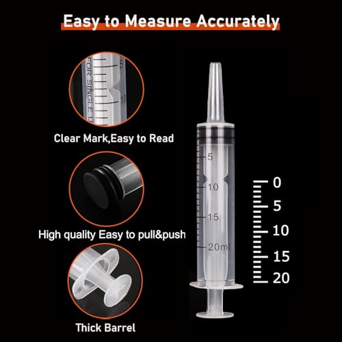 20ml Spritzen 3er Pack, Kunststoffspritzen mit Kappe, aseptisch, geeignet für Labor, Tierfütterung, Klebstoffapplikation, Pflanzenbewässerung, präzise Dosierung und Abgabe, einzeln verpackt