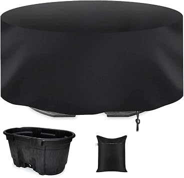 Waterproof Stock Tank Covers for 300 Gallon Stock Tanks Oval Stock Tanks Pool Cover Outdoor Portable Soaking Tub Furniture Covers for Water Tank, Ice Bath Tub, Swimming Pool Protector