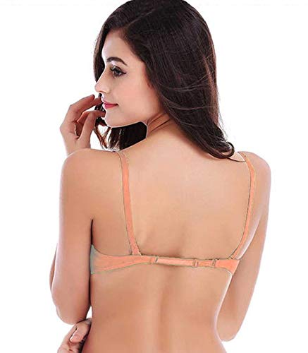 Image of Brachy Women's Poly Cotton Padded Wired T-Shirt, Push-Up Bra (BCA FOPPAN080 32B Peach Peach 32B)