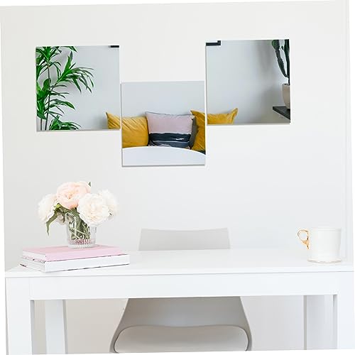 Luxshiny 6 Peças Adesivo De Parede Com Espelho Quadrado Adesivo De Espelho Quadrado Para Sala De Est