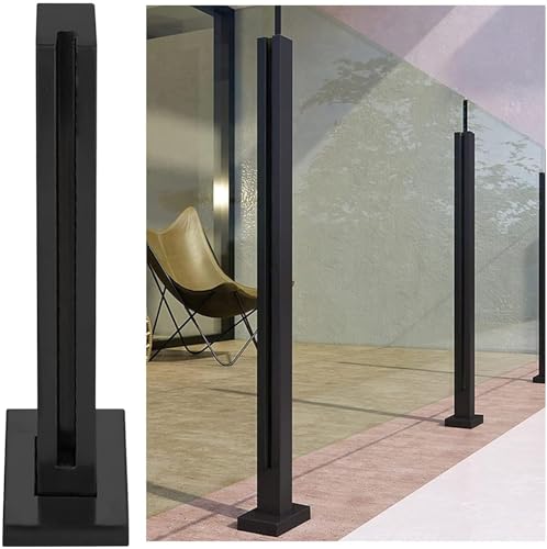 Poteau de balustrade en verre noir avec panneau de clôture en verre inox 85cm