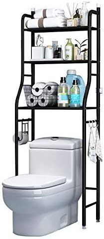 QXH Toilet Storage Rack,3 Tier Over Commode Shelving,No Drilling,Easy to Assemble,High Capacity,Very Sturdy Space-Saving Shelf (white)