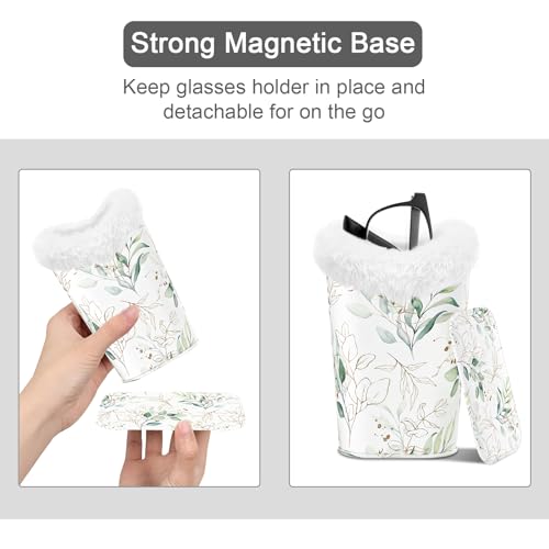 Image of Eyeglasses Holder,Plush Lined PU Leather Pattern Stand Case with Magnetic Base,Unisex for Women Men