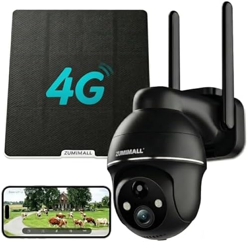 ZUMIMALL 4G LTE Cellular Security Cameras Wireless Outdoor, 2K No...