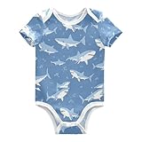 Pigsaly Cartoon Sharks Fish Unisex Baby Bodysuits Ocean?underwater Animal Newborn Short Sleeve Summer Jumpsuit Boy Girl 18M