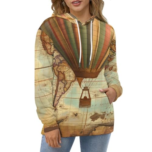 Sweat à capuche montgolfière manches longues hoodie sweatshirt pullover S