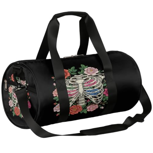 Bolsa de viaje para fin de semana con diseño de esqueleto rosa ideal para el gimnasio