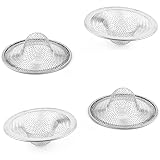 VizGiz 4 Pack Metal Sink Strainer Mesh for Kitchen Stainless Steel Sink Basket 1in Bowl Bathroom Bat