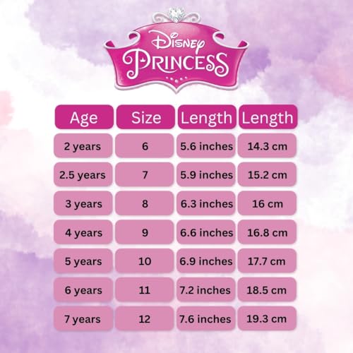 Disney Kids Girl Princess Shoes - DisneyPrincess Lightweight Slipon Laceless Sneakers - White (Size 12 Little Kid)