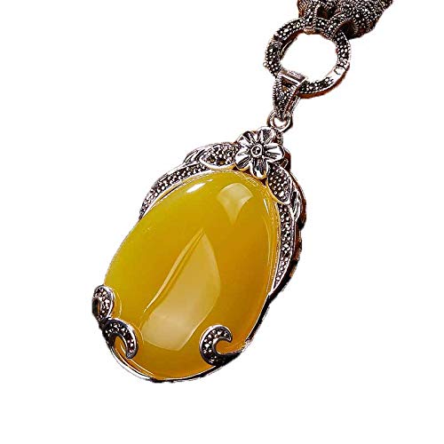 Chaîne de pull en argent 925 et calcédoine jaune, un bijou d'exception