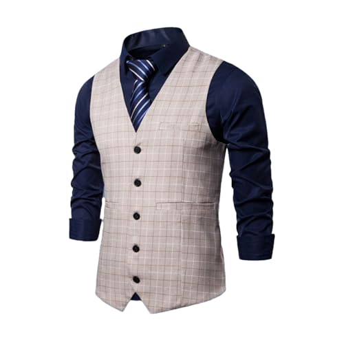 Men's Vest Spring Autumn Casual Checkered Business Sleeveless Office Sleeveless Top4