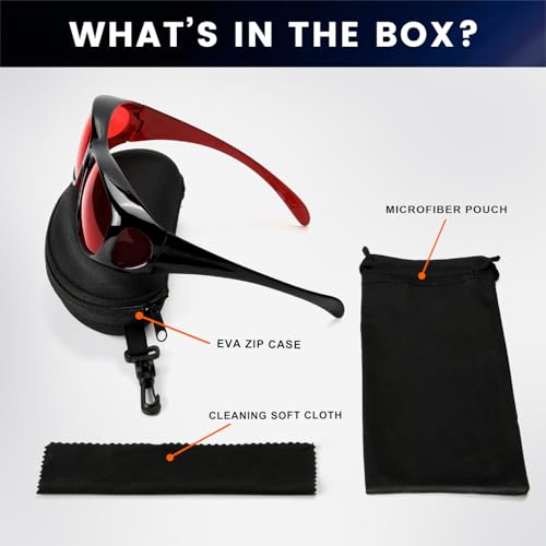 Image of Eyekepper Red Lens Blue Light Glasses Men,Fitover Blue Light Blocking Glasses Women, Red Light Glasses Eye Protection - Black Red